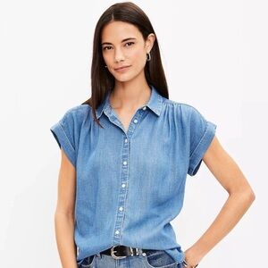 LOFT Blue Button Down Shirt size xs